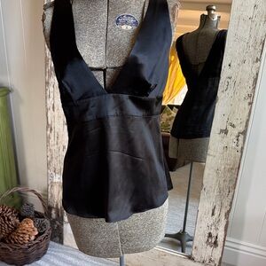 J. Crew vintage y2k Black deep v tank top 100% silk M/6
